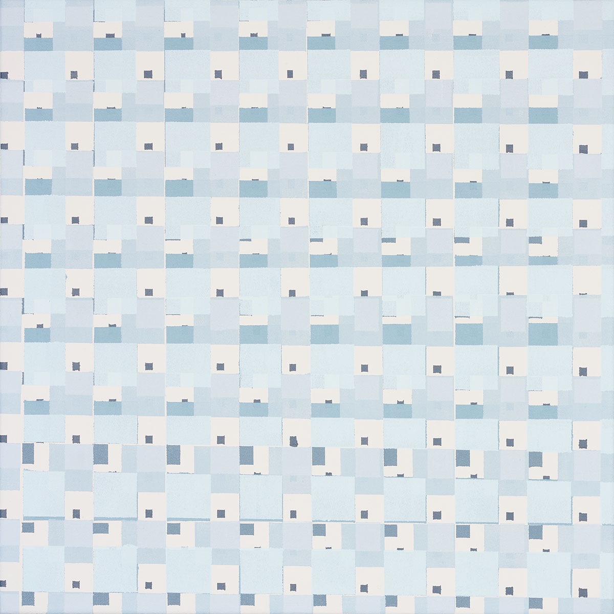 Susanne Lyner, 2019_22v70_winterbluesch, Acryl auf Baumwolle, 40 x 40 cm