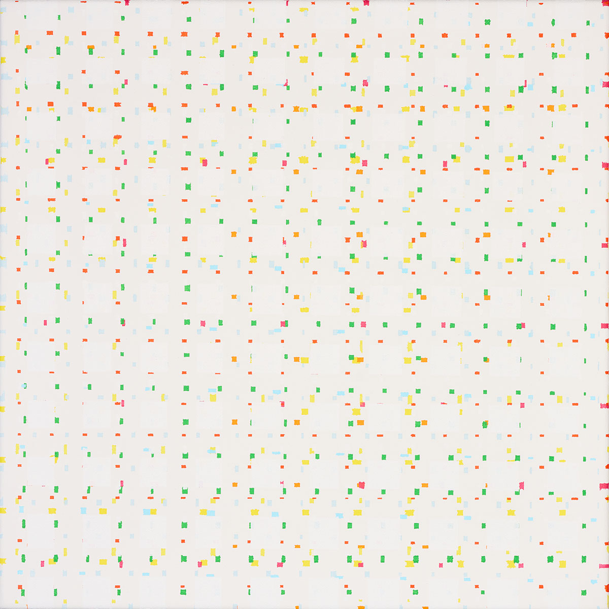 Susanne Lyner, 2019_25v70_winterbluesch, Acryl auf Baumwolle, 40 x 40 cm