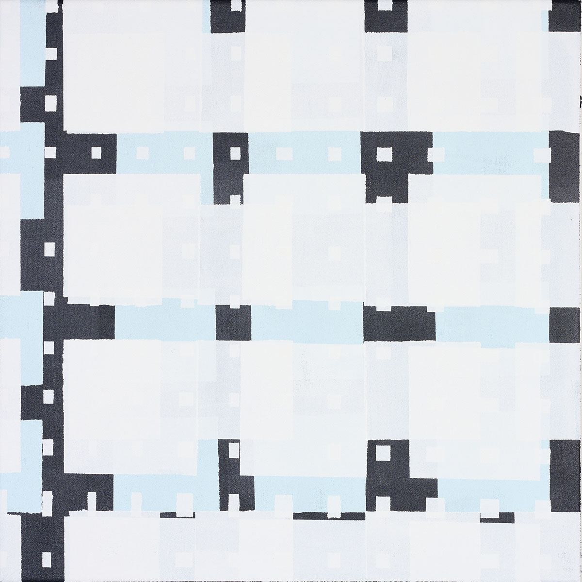 Susanne Lyner, 2019_37v70_winterbluesch, Acryl auf Baumwolle, 40 x 40 cm