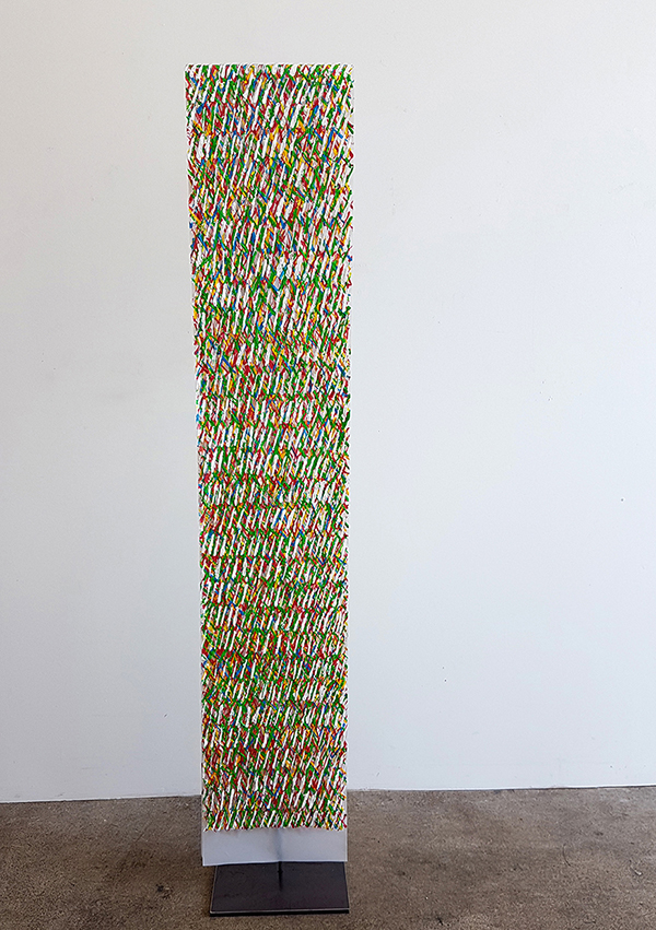 Susanne Lyner, 2019, Meine Stammbäume Nr. 03, Acryl auf Transparentpapier beidseitig bearbeitet, 340 x 33 cm