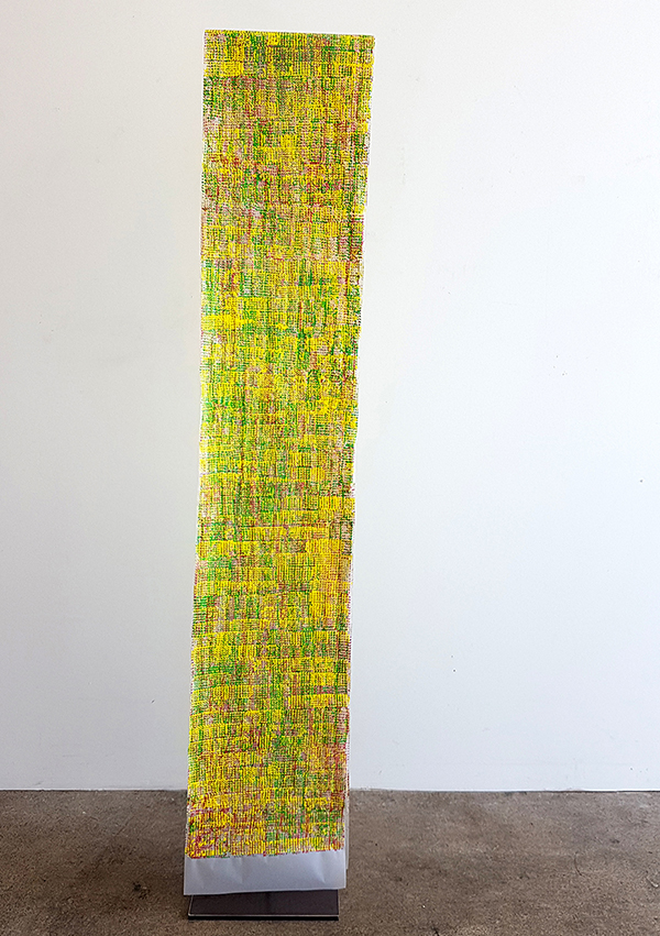 Susanne Lyner, 2019, Meine Stammbäume Nr. 04, Acryl auf Transparentpapier beidseitig bearbeitet, 340 x 33 cm