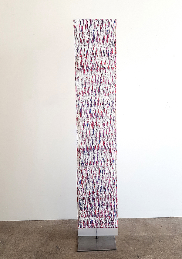 Susanne Lyner, 2019, Meine Stammbäume Nr. 06, Acryl auf Transparentpapier beidseitig bearbeitet, 340 x 33 cm