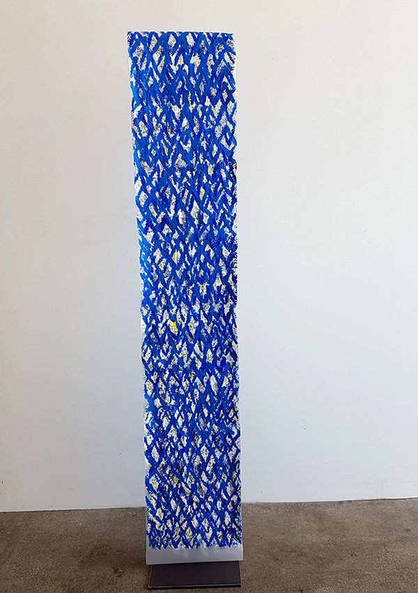 Susanne Lyner, 2019, Meine Stammbäume Nr. 07, Acryl auf Transparentpapier beidseitig bearbeitet, 340 x 33 cm