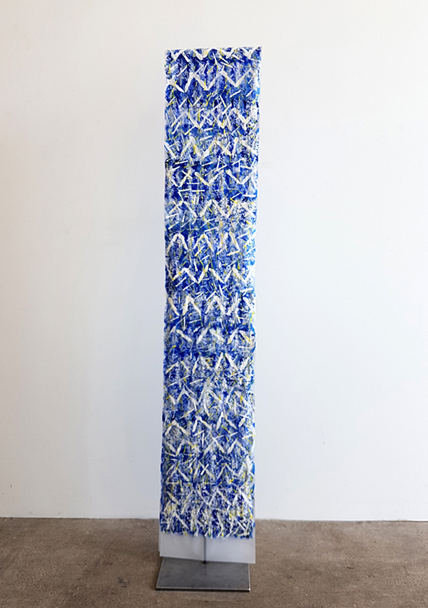 Susanne Lyner, 2019, Meine Stammbäume Nr. 07, Acryl auf Transparentpapier beidseitig bearbeitet, 340 x 33 cm