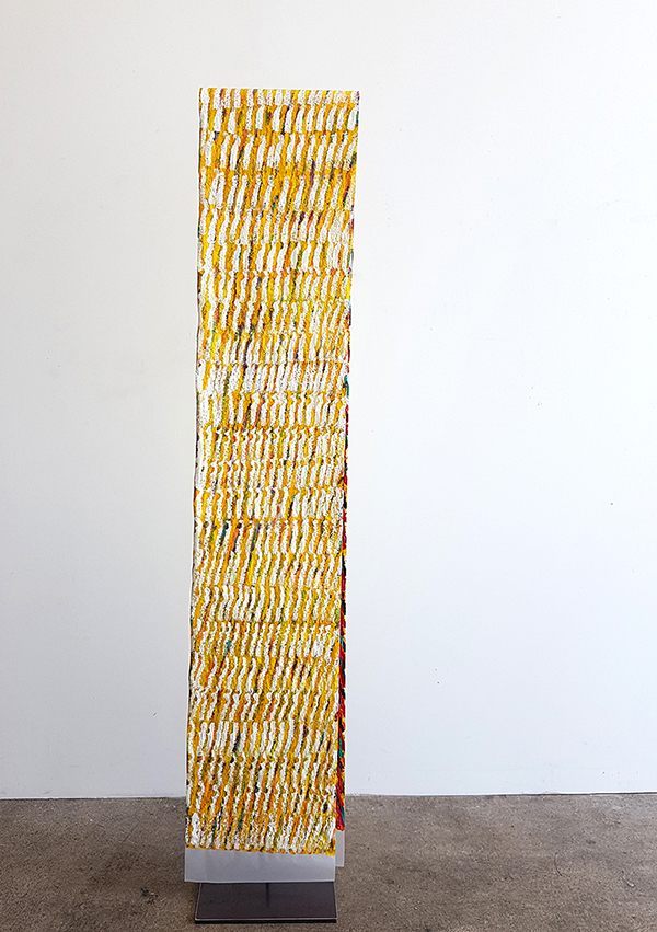Susanne Lyner, 2019, Meine Stammbäume Nr. 08, Acryl auf Transparentpapier beidseitig bearbeitet, 340 x 33 cm