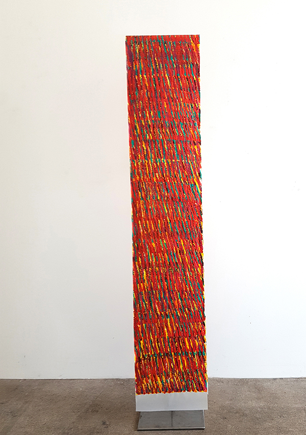 Susanne Lyner, 2019, Meine Stammbäume Nr. 08, Acryl auf Transparentpapier beidseitig bearbeitet, 340 x 33 cm