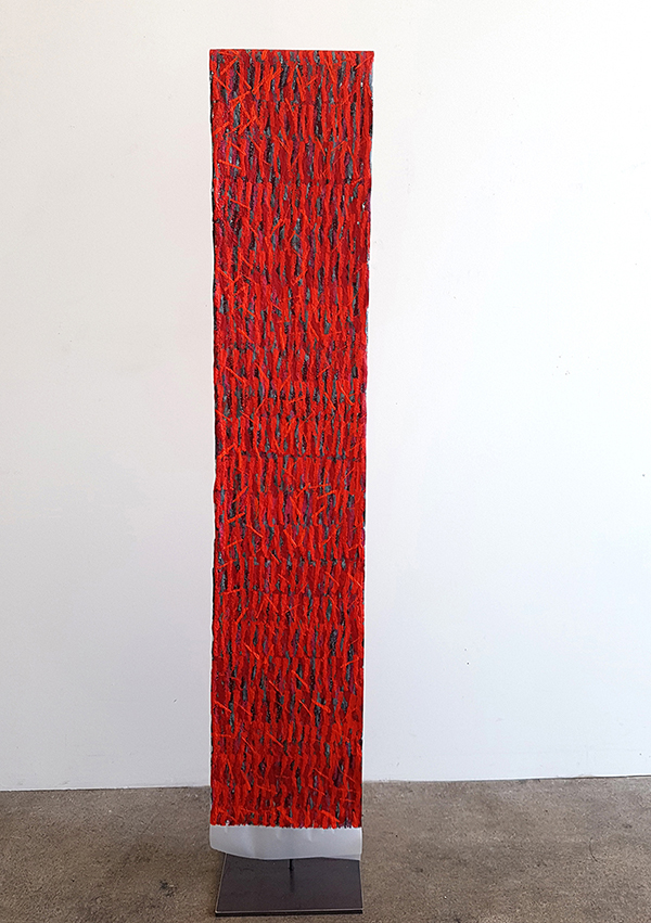 Susanne Lyner, 2019, Meine Stammbäume Nr. 10, Acryl auf Transparentpapier beidseitig bearbeitet, 340 x 33 cm