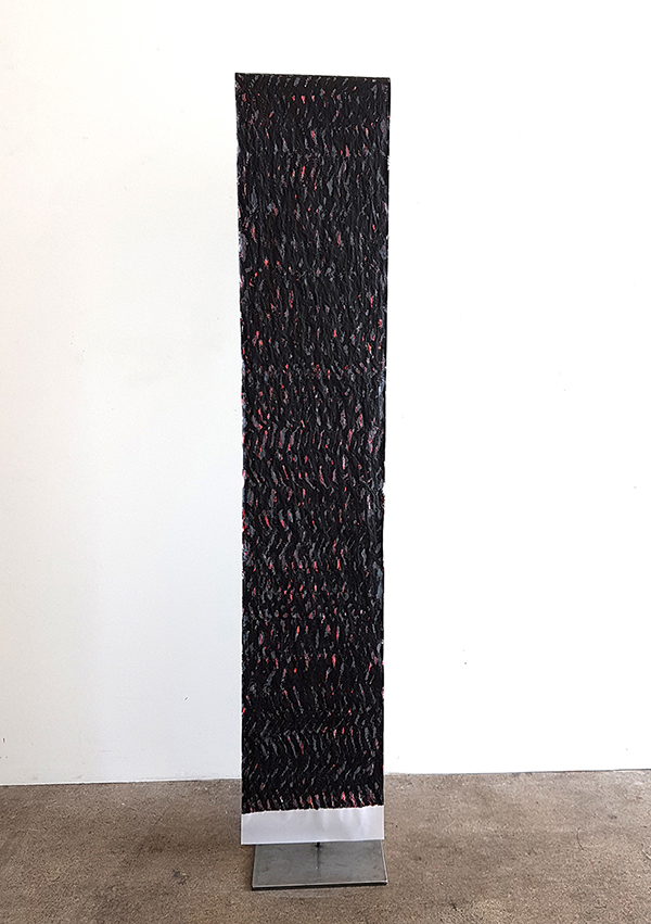 Susanne Lyner, 2019, Meine Stammbäume Nr. 10, Acryl auf Transparentpapier beidseitig bearbeitet, 340 x 33 cm