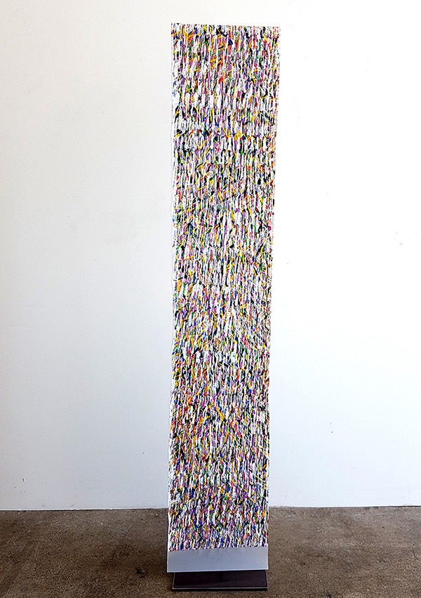 Susanne Lyner, 2019, Meine Stammbäume Nr. 11, Acryl auf Transparentpapier beidseitig bearbeitet, 340 x 33 cm