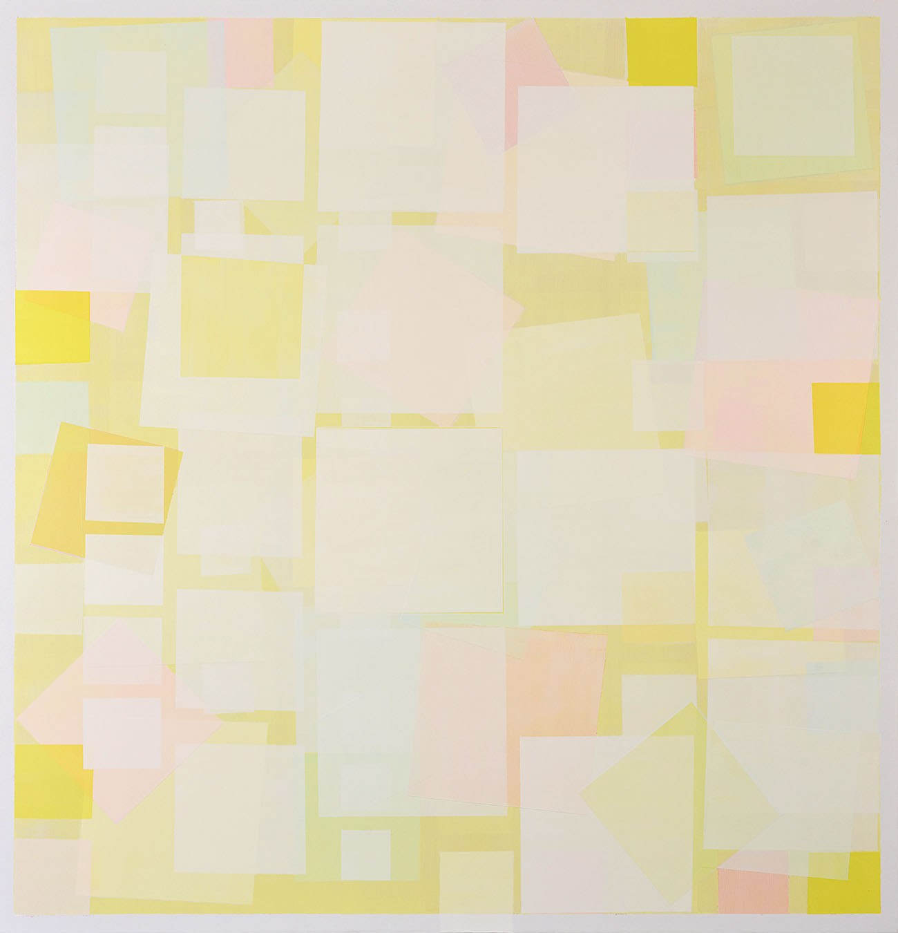 Susanne Lyner, 2020-03_heimlifeissimgelbfieber, Acryl auf Baumwolle, 135 x 130 cm