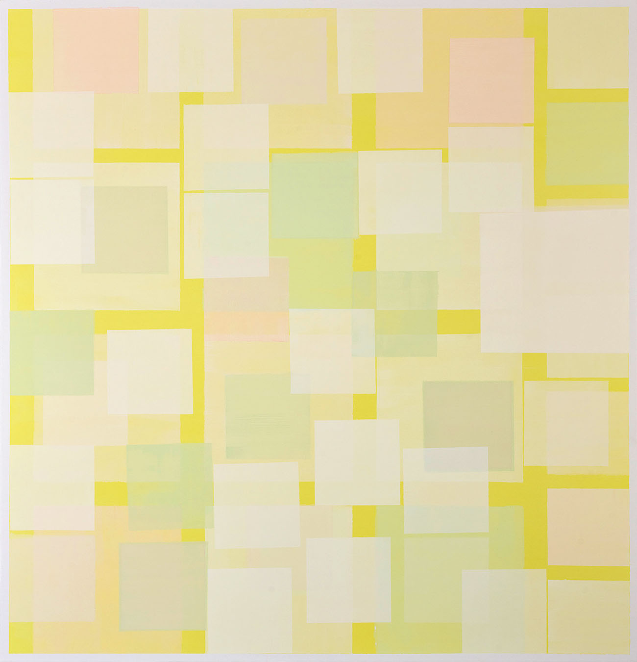 Susanne Lyner, 2020-04_heimlifeissimgelbfieber, Acryl auf Baumwolle, 135 x 130 cm
