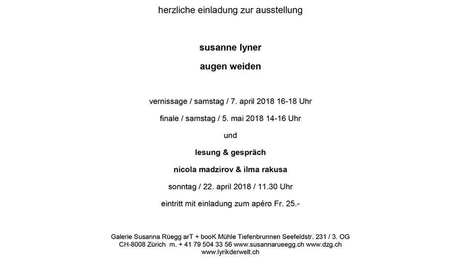 Galerie Susanna Rüegg, Zürich zeigt Arbeiten von Susanne Lyner
